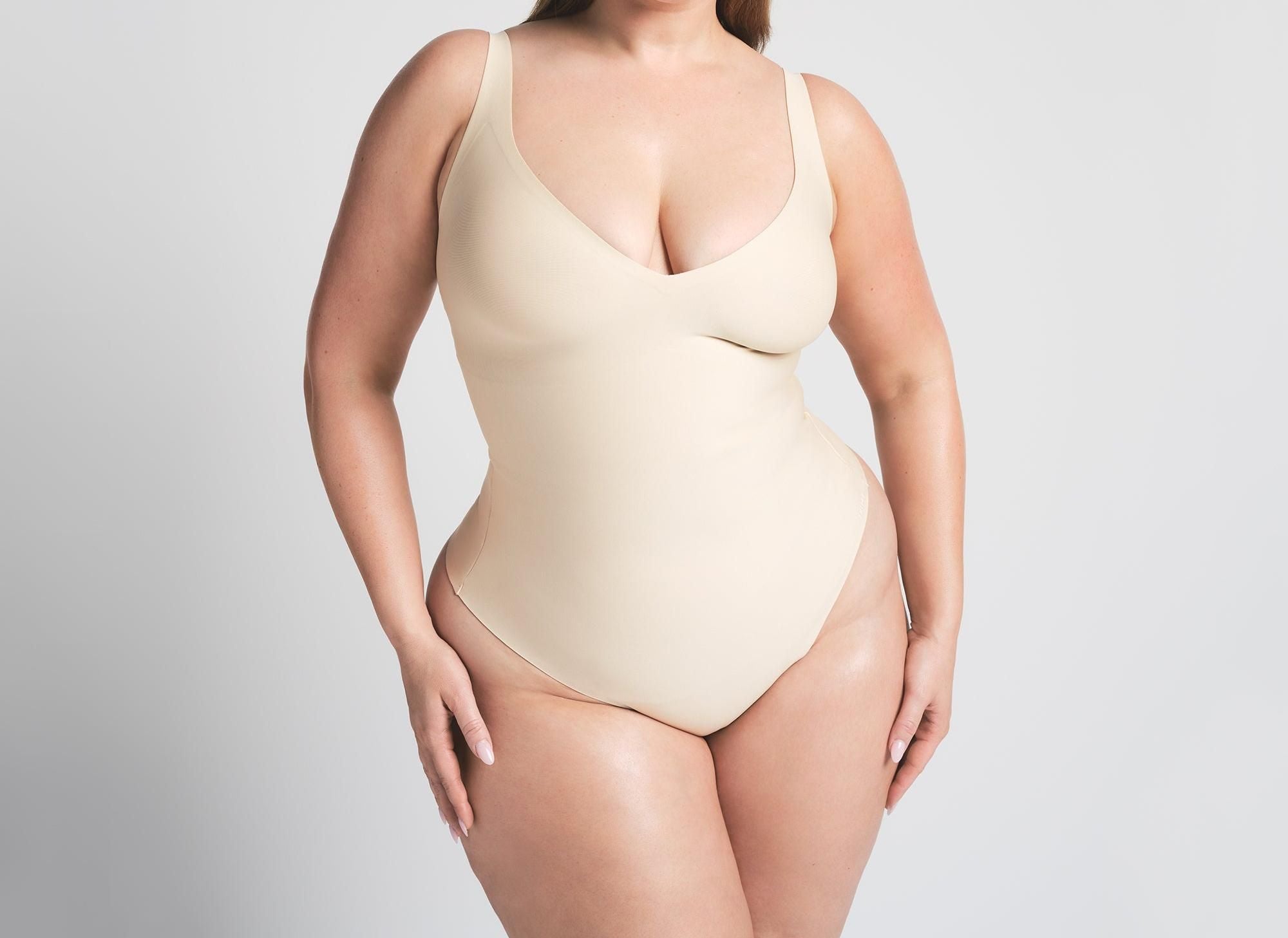 Skims Skims Body Unlined Plunge Thong Bodysuit Sand