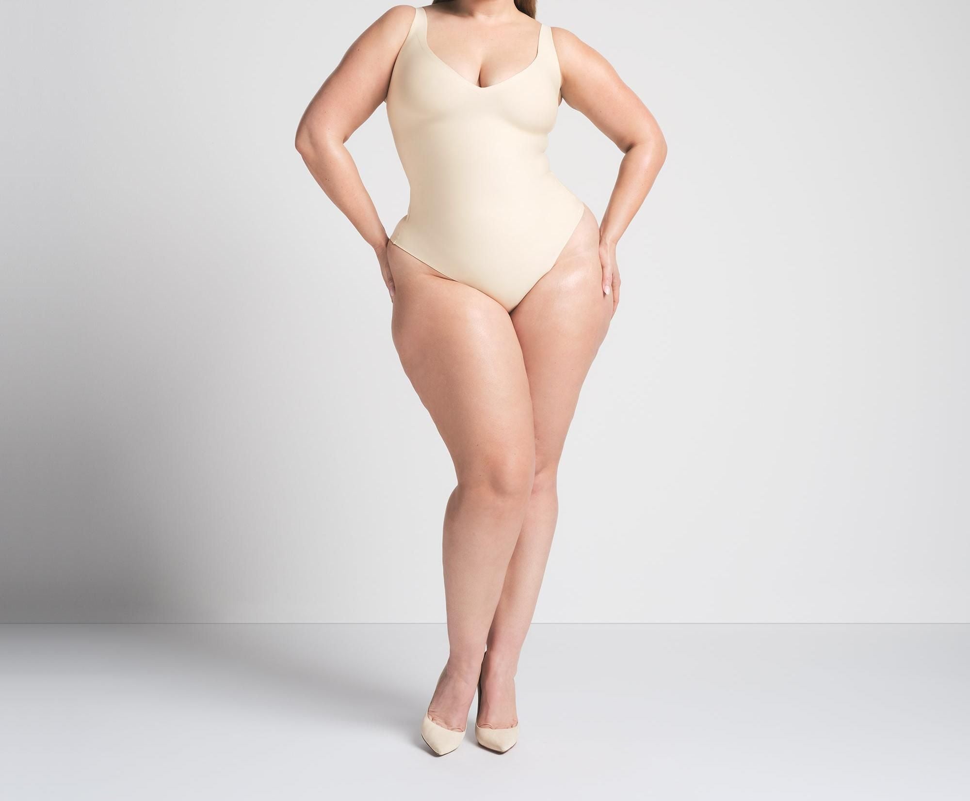 Skims Skims Body Unlined Plunge Thong Bodysuit Sand