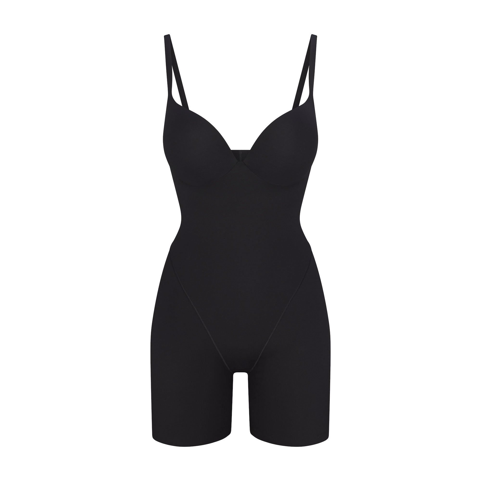 Skims Skims Ultimate Body Push-Up Butt Enhancing Padded Mid Thigh Bodysuit Onyx