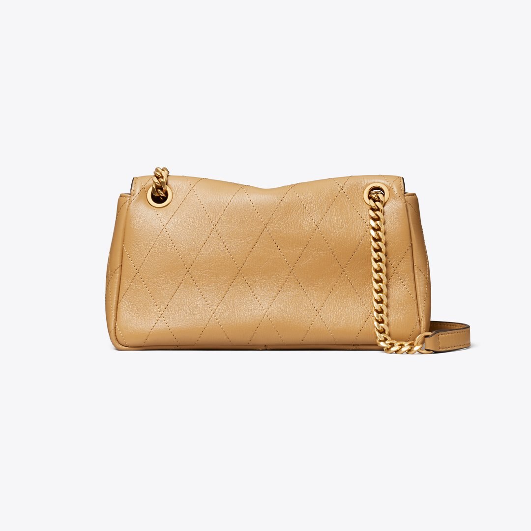 Tory Burch Small Charlie Quilted Shoulder Bag Pecan