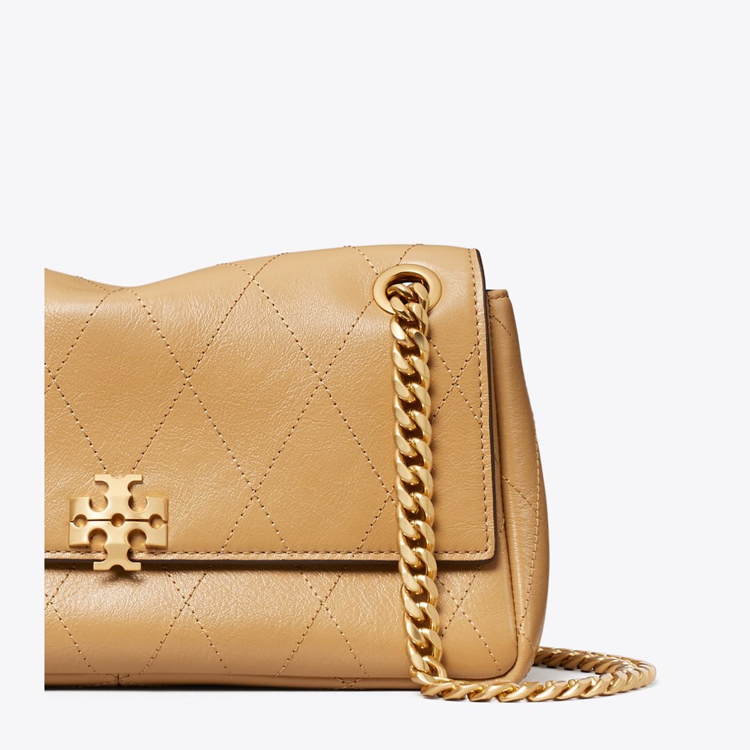 Tory Burch Small Charlie Quilted Shoulder Bag Pecan