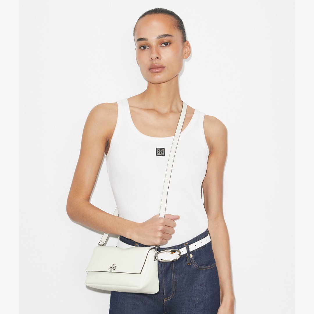 Tory Burch Small Charlie Shoulder Bag Bianco