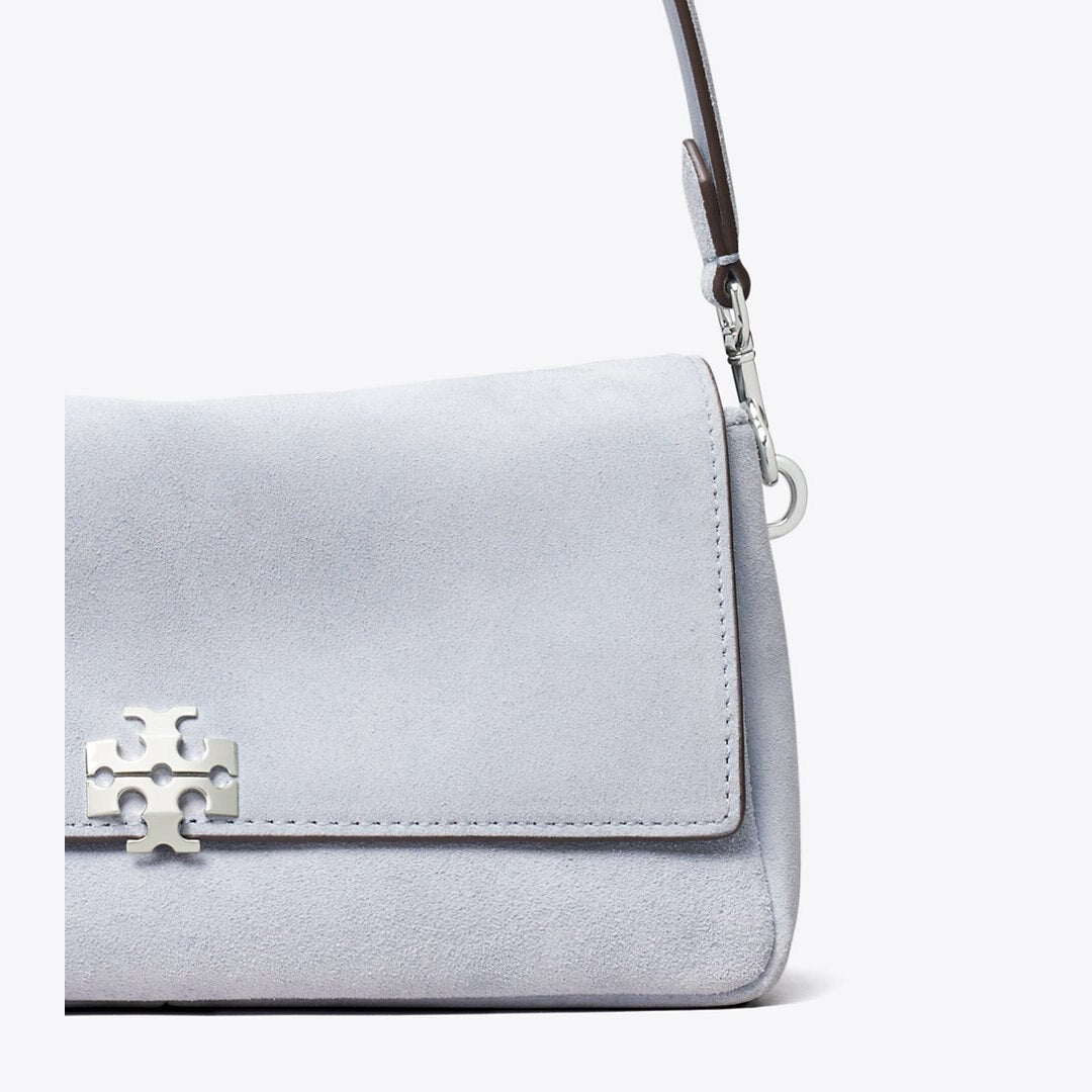 Tory Burch Small Charlie Suede Shoulder Bag Light Blue