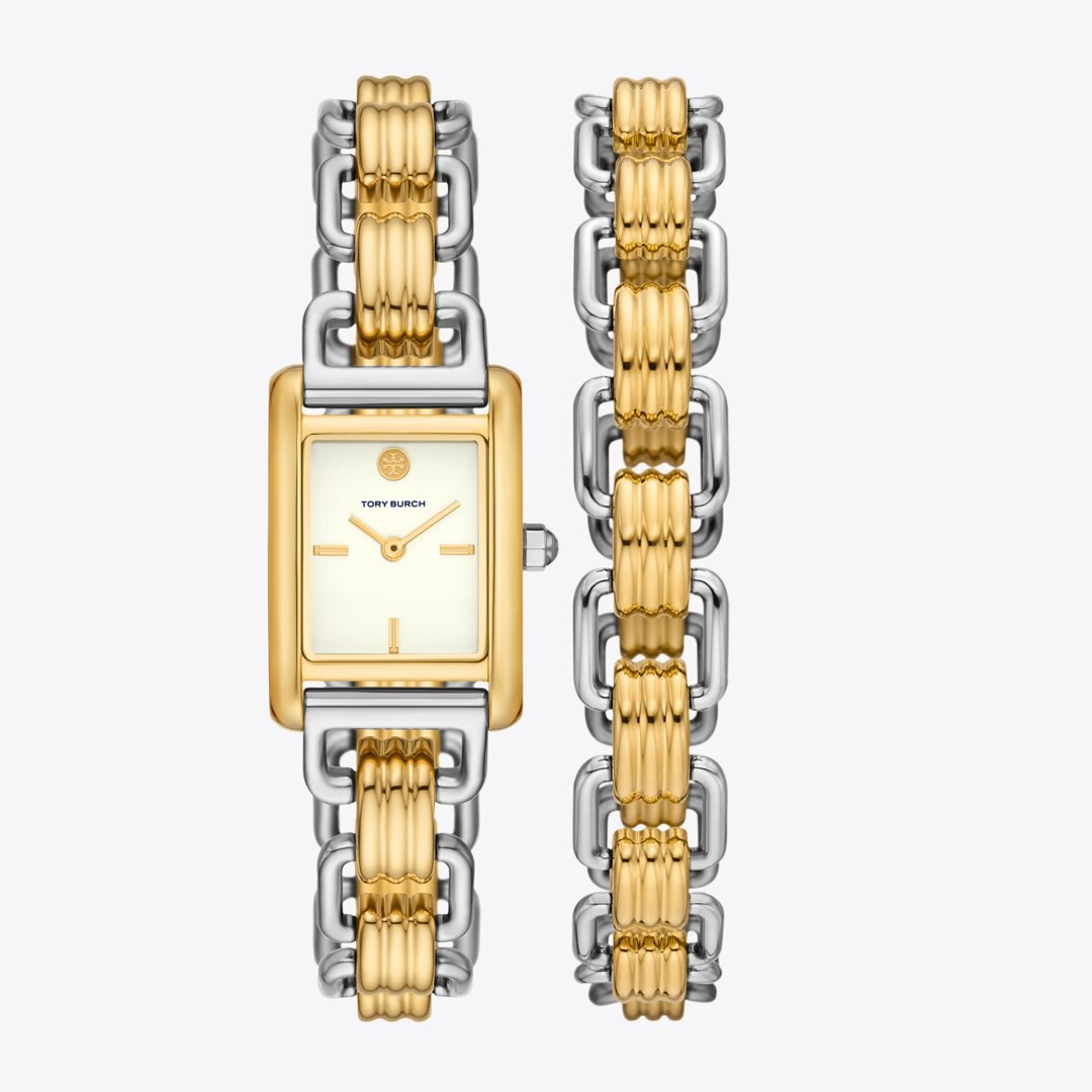 Tory Burch Small Eleanor Double Wrap Watch IVORY/ TWO-TONE