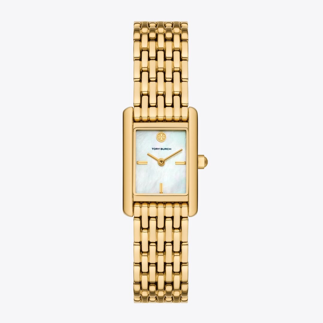 Tory Burch Small Eleanor Watch WHITE MOP/GOLD