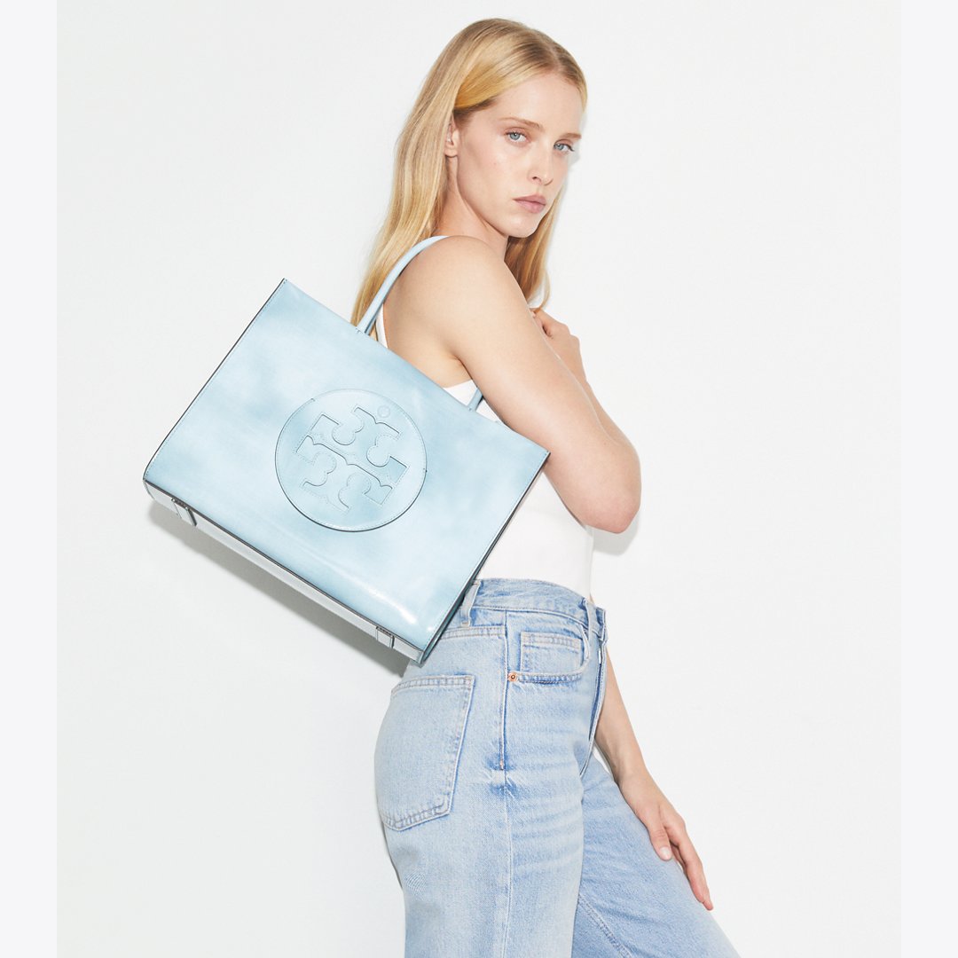 Tory Burch Small Ella Bio Brush-Off Tote Northern Blue