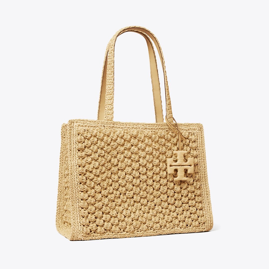 Tory Burch Small Ella Hand-Crocheted Popcorn Tote Natural