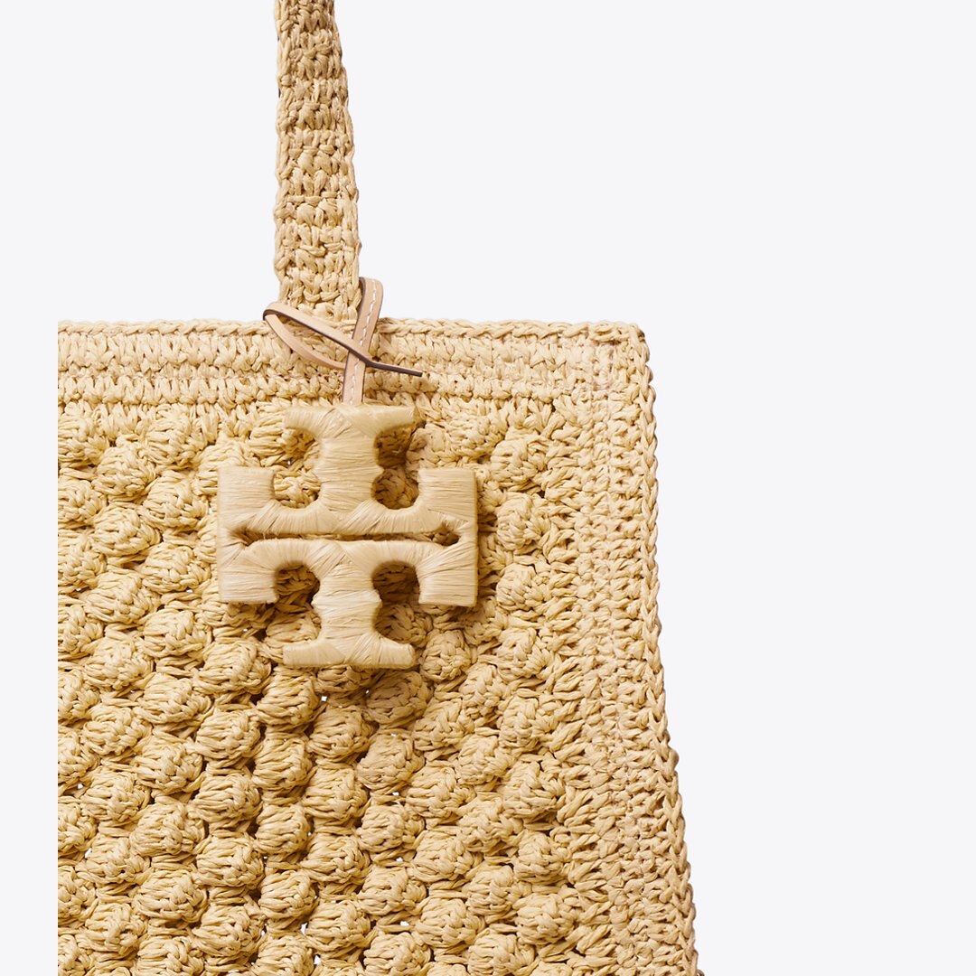 Tory Burch Small Ella Hand-Crocheted Popcorn Tote Natural