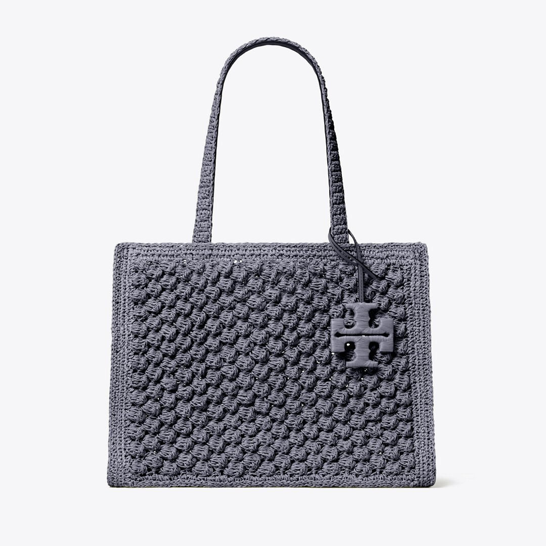 Tory Burch Small Ella Hand-Crocheted Popcorn Tote Gray
