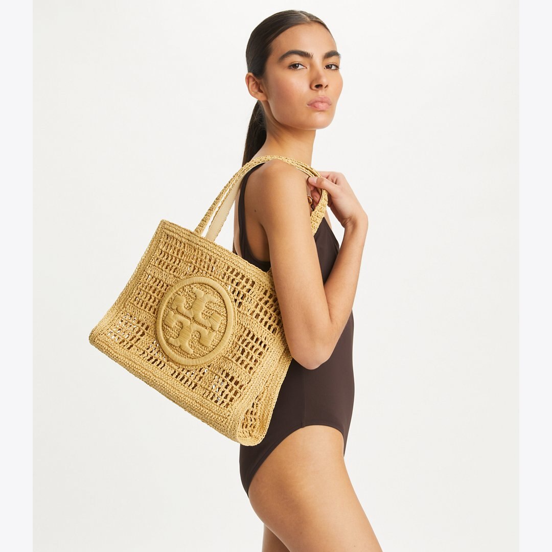 Tory Burch Small Ella Hand-Crocheted Tote Natural