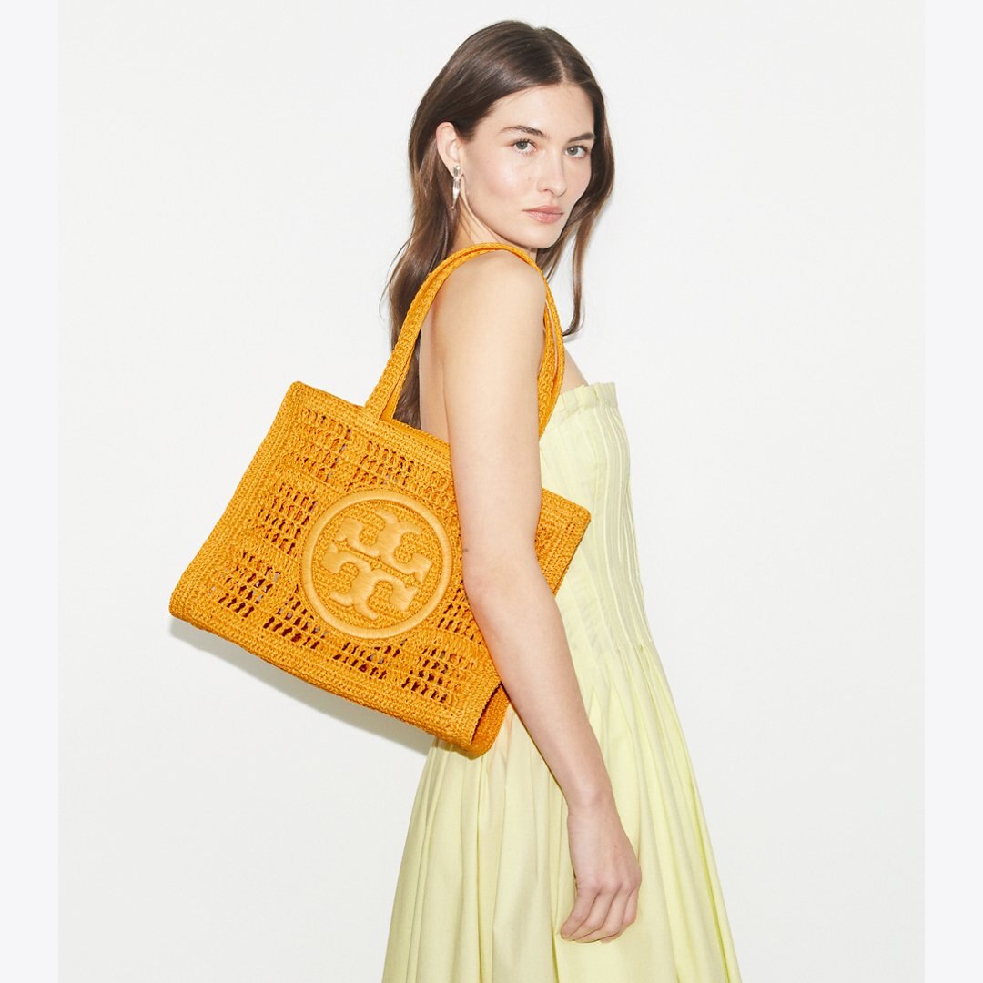 Tory Burch Small Ella Hand-Crocheted Tote Peachy