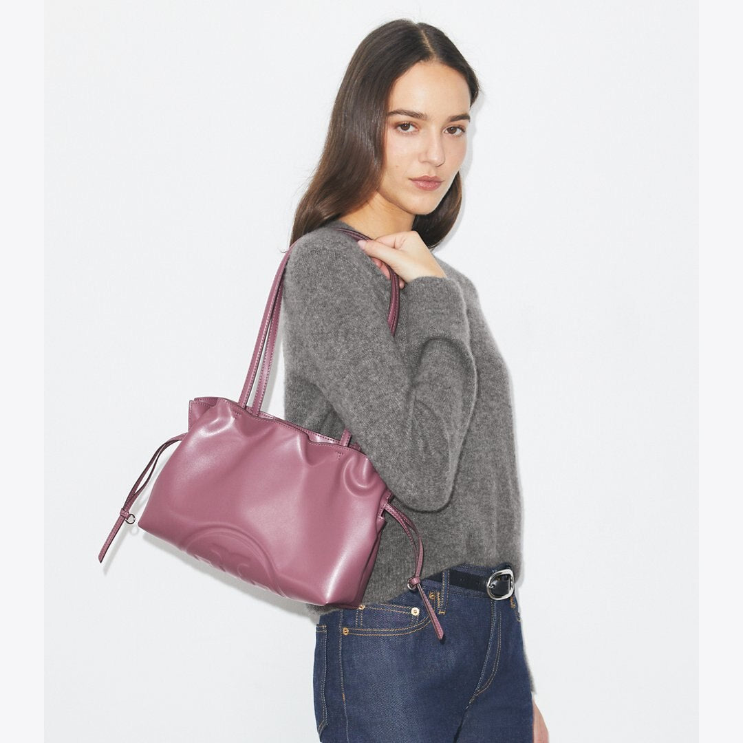 Tory Burch Small Ella natuura Drawstring Tote Mauve