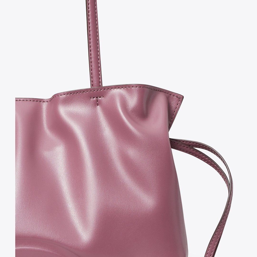 Tory Burch Small Ella natuura Drawstring Tote Plum Haze