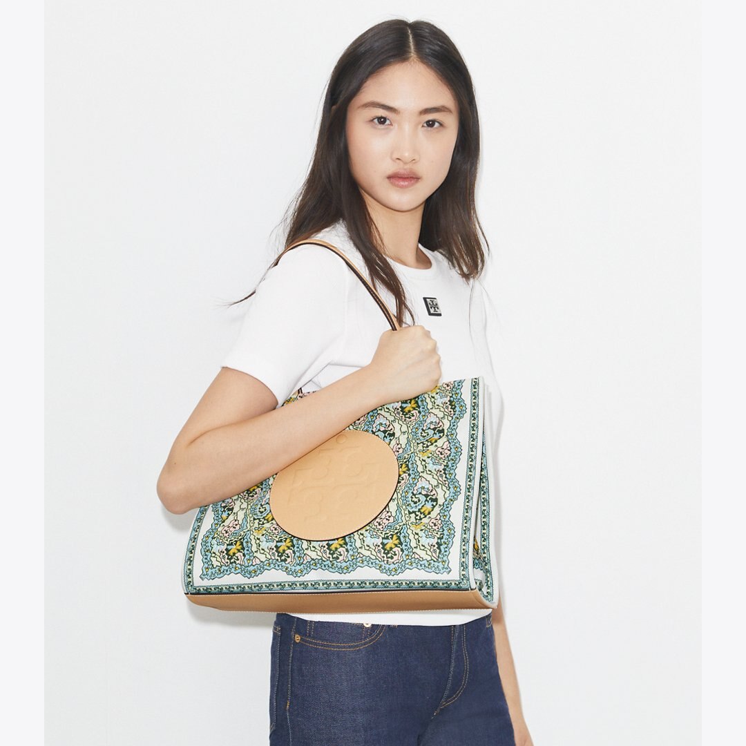 Tory Burch Small Ella Printed Tote Blue Dream Paisley