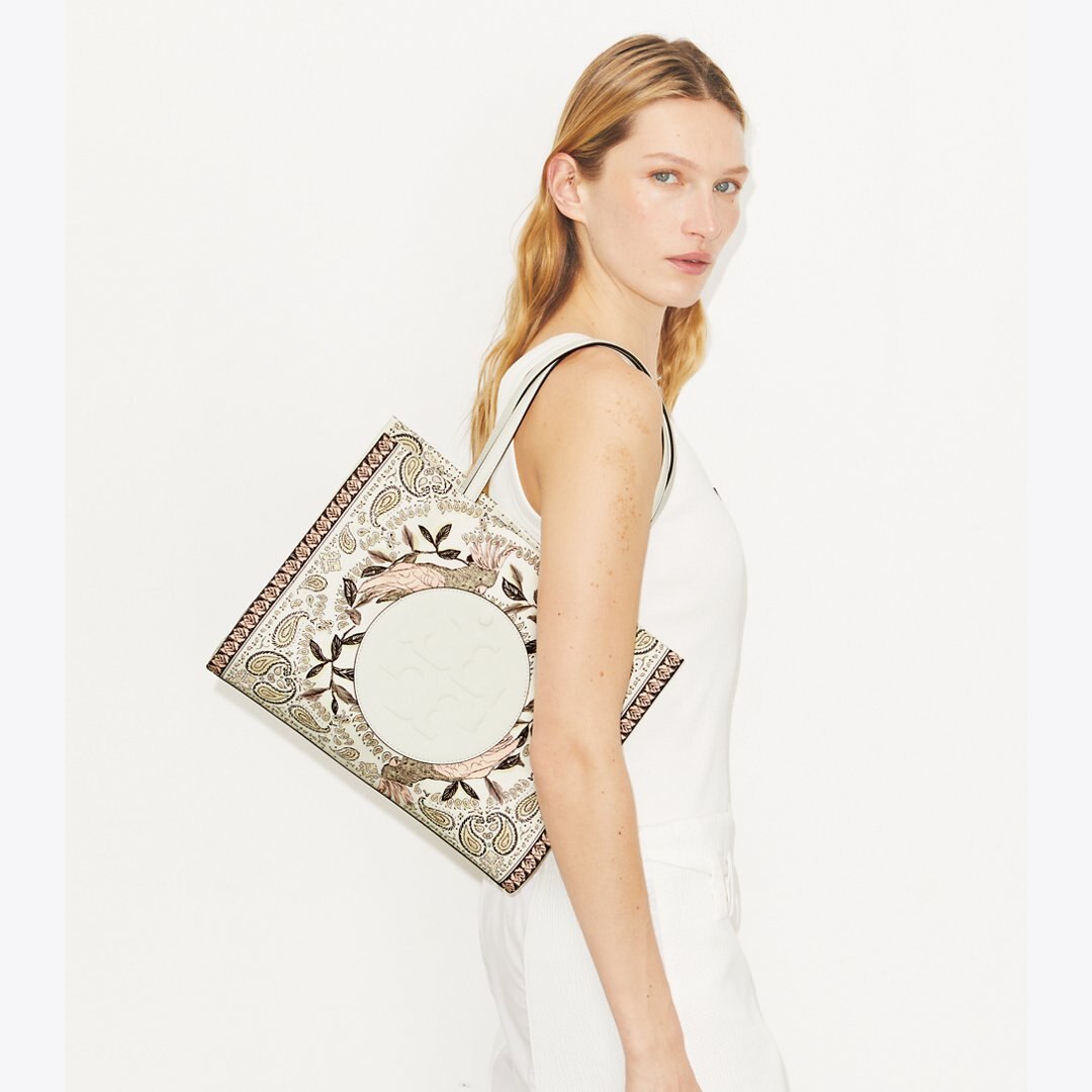 Tory Burch Small Ella Printed Tote Pink Cockatoo