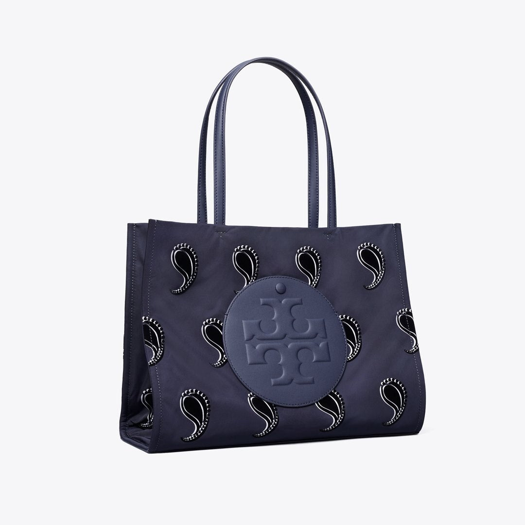 Tory Burch Small Ella Printed Tote Medium Navy Pajama Print