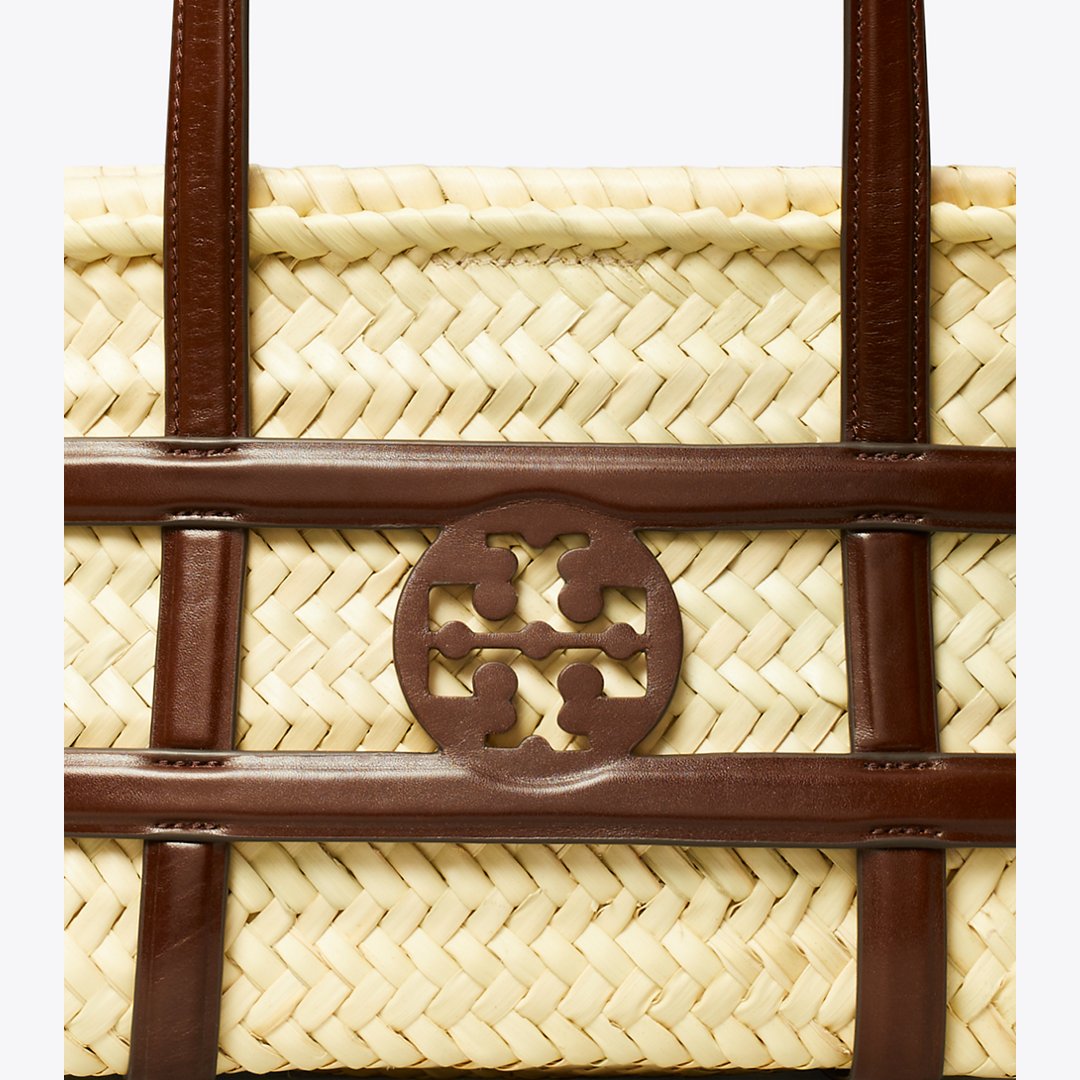Tory Burch Small Ella Straw Basket Classic Cuoio