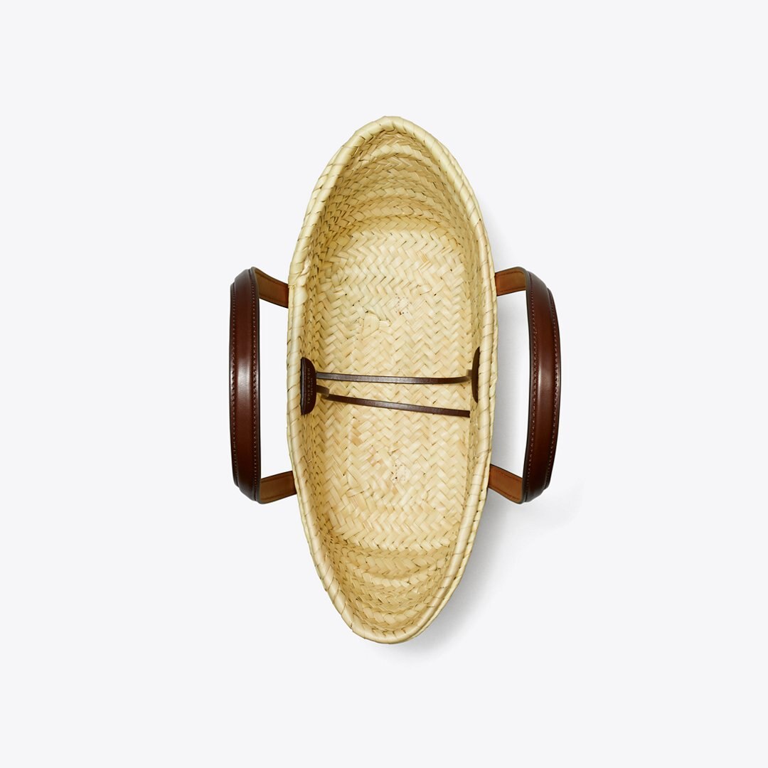 Tory Burch Small Ella Straw Basket Classic Cuoio