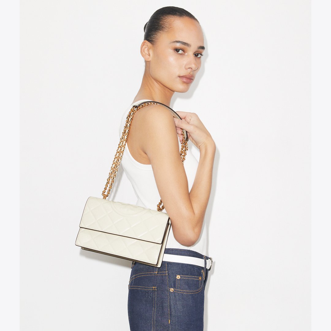Tory Burch Small Fleming Shoulder Bag Light Cream