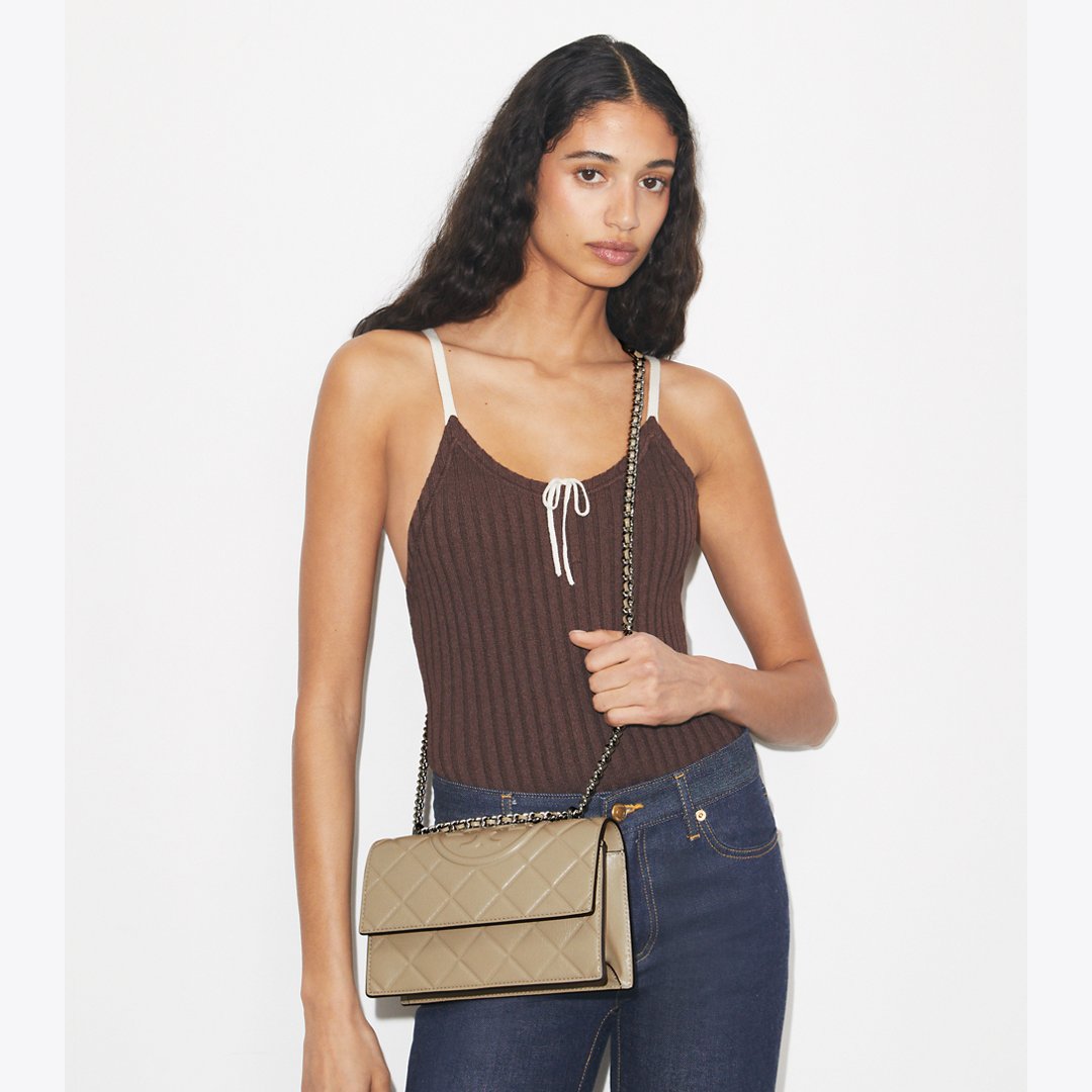 Tory Burch Small Fleming Shoulder Bag Soft Cement