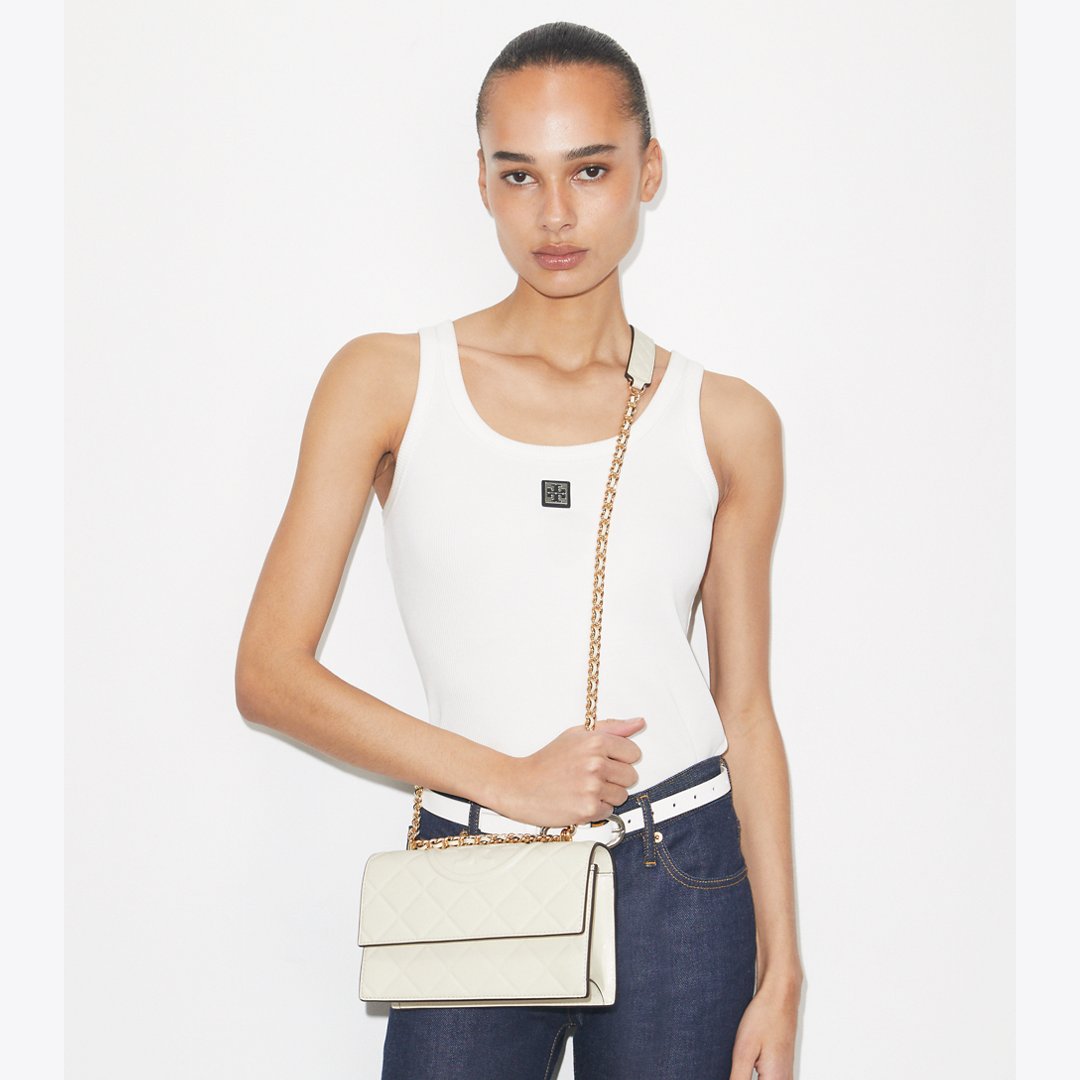 Tory Burch Small Fleming Shoulder Bag Light Cream