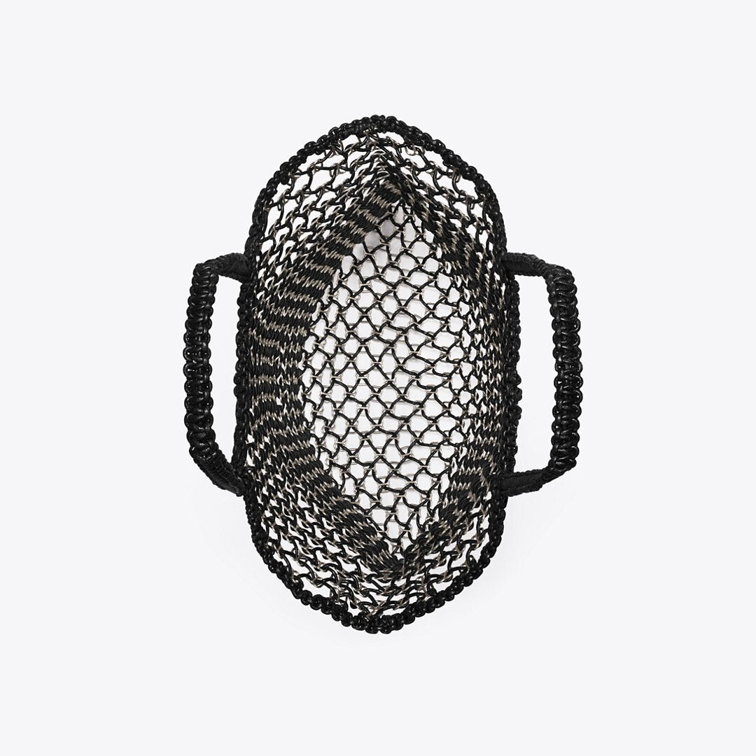 Tory Burch Small Handwoven Chain Mesh Tote Black / Silver