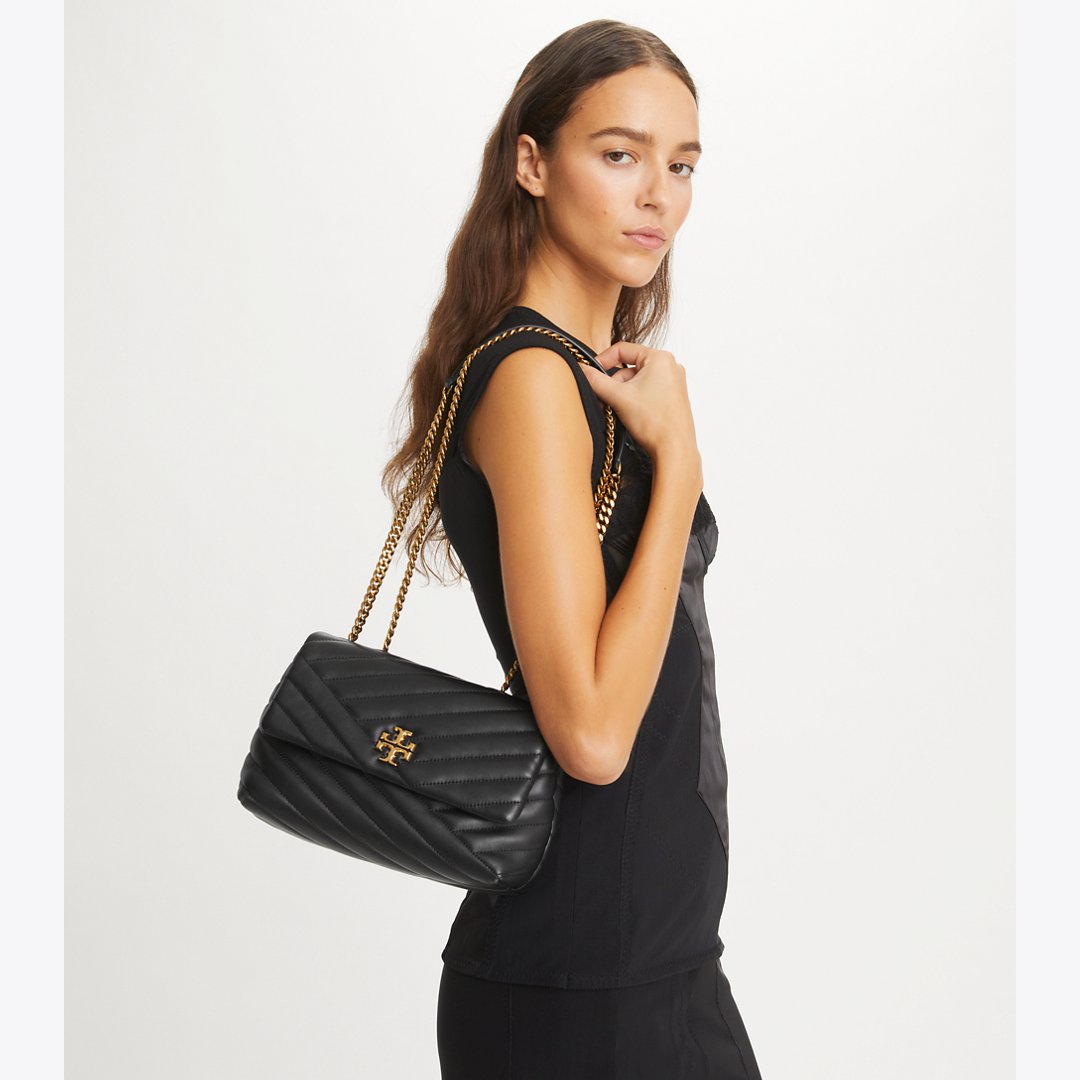 Tory Burch Small Kira Chevron Shoulder Bag Black