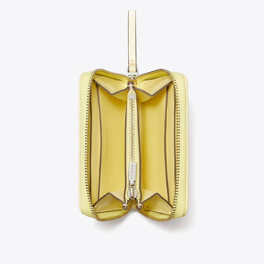 Tory Burch Small Kira Diamond Quilt Clover Zip-Around Wallet Frozen Zest