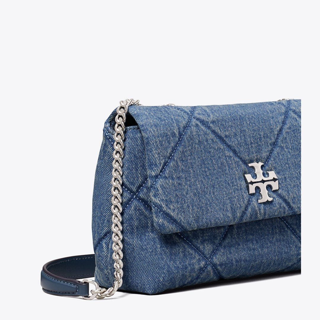 Tory Burch Small Kira Diamond Quilt Denim Shoulder Bag Blue