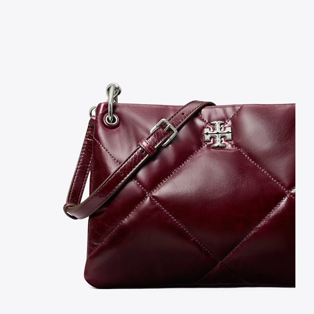 Tory Burch Small Kira Diamond Quilt Distressed Shoulder Bag Dark Carmine