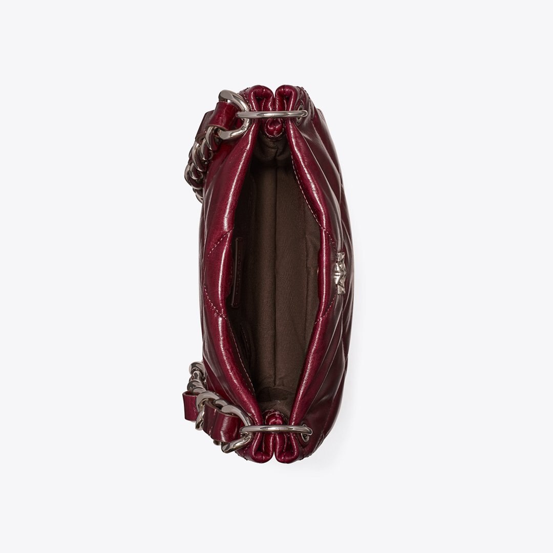 Tory Burch Small Kira Diamond Quilt Distressed Shoulder Bag Dark Carmine