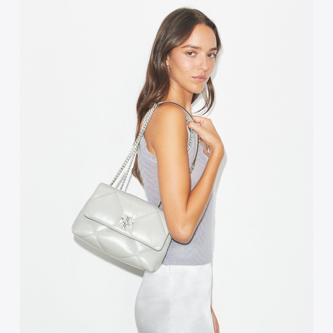 Tory Burch Small Kira Diamond Quilt Shoulder Bag Gray