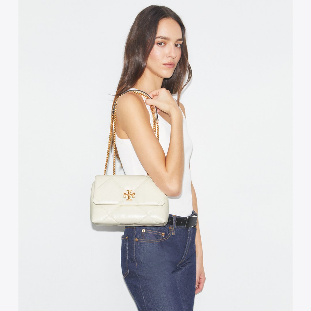 Tory Burch Small Kira Diamond Quilt Shoulder Bag Warm White