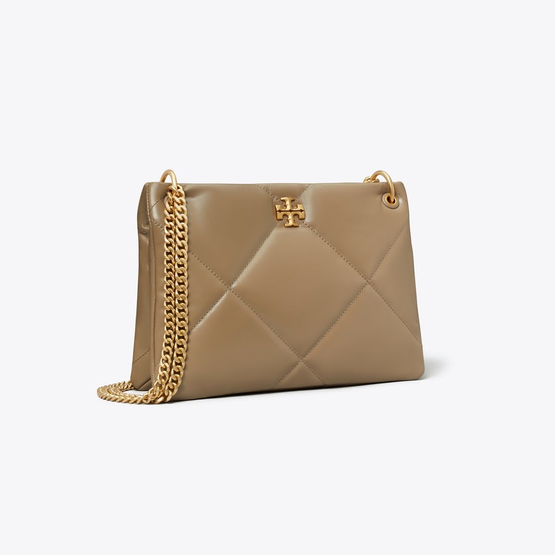 Tory Burch Small Kira Diamond Quilt Shoulder Bag Taupe Oak