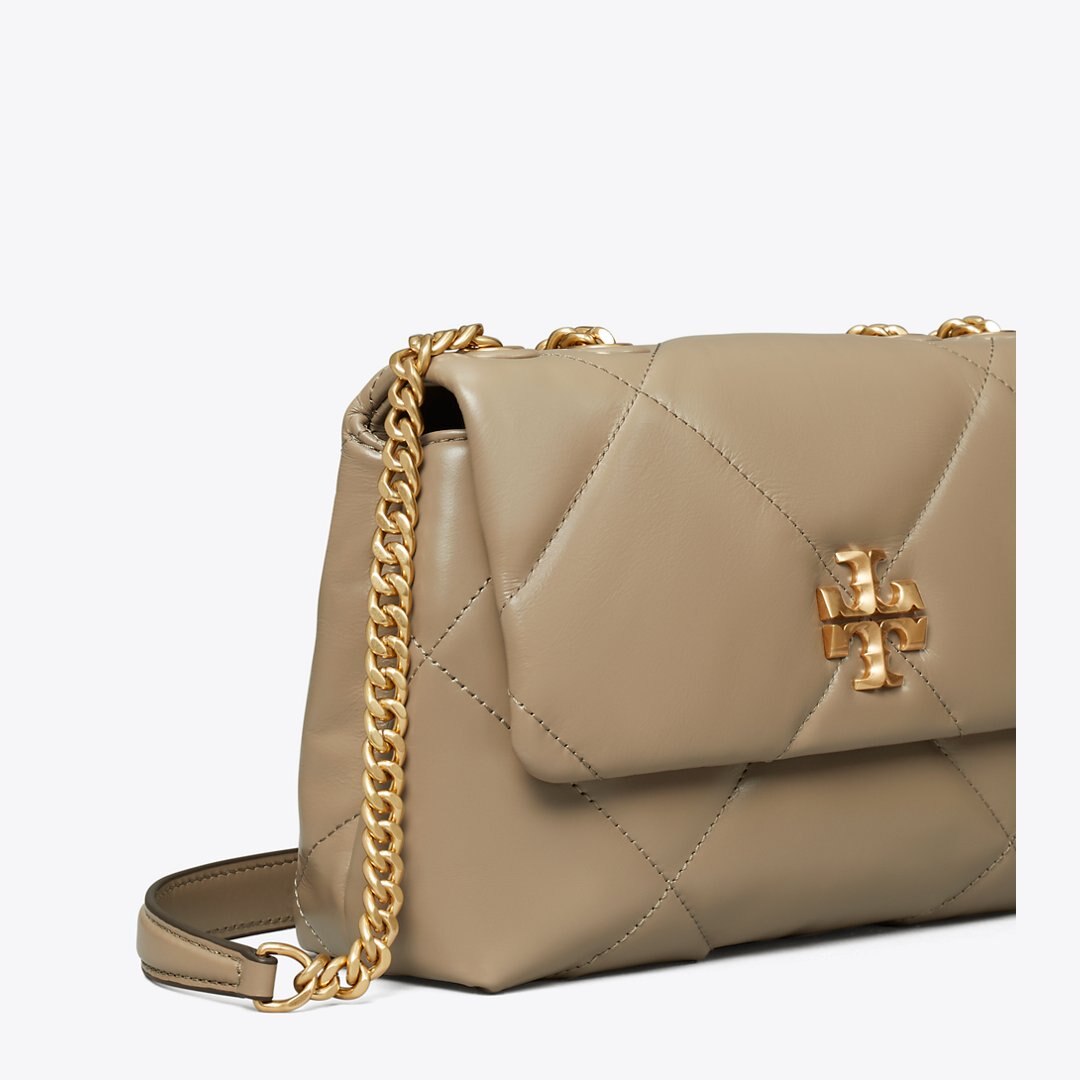 Tory Burch Small Kira Diamond Quilt Shoulder Bag Taupe Oak