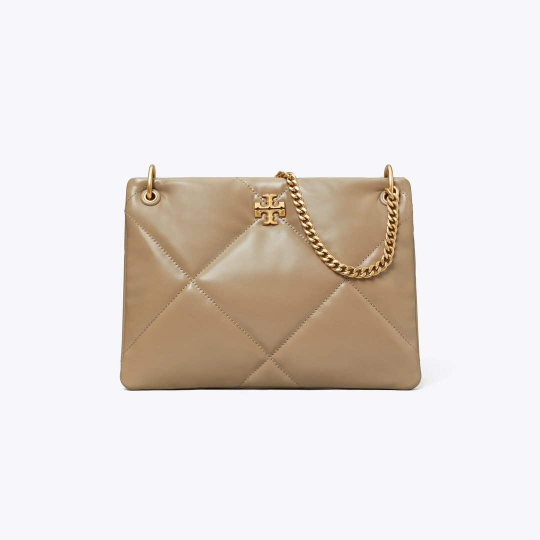 Tory Burch Small Kira Diamond Quilt Shoulder Bag Taupe Oak