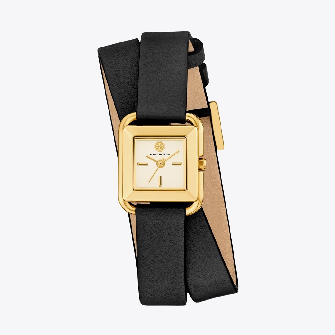 Tory Burch Small Kira Double Wrap Watch IVORY/GOLD/BLACK