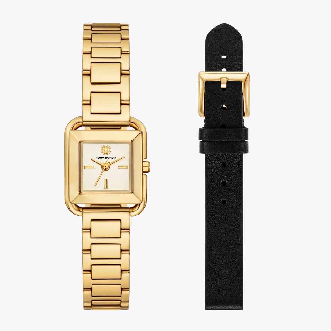 Tory Burch Small Kira Watch Gift Set IVORY/GOLD/BLACK