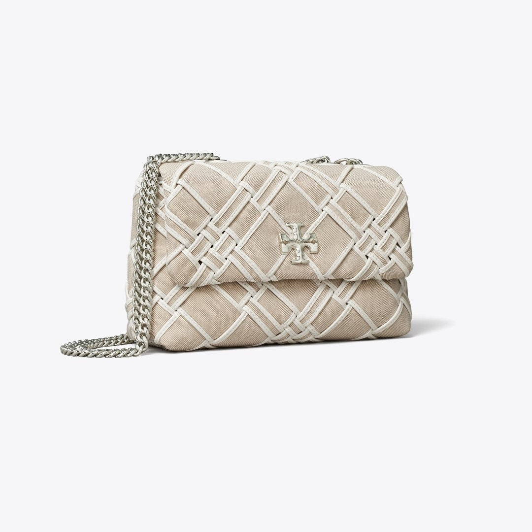 Tory Burch Small Kira Woven Canvas Shoulder Bag Natural / Blanc