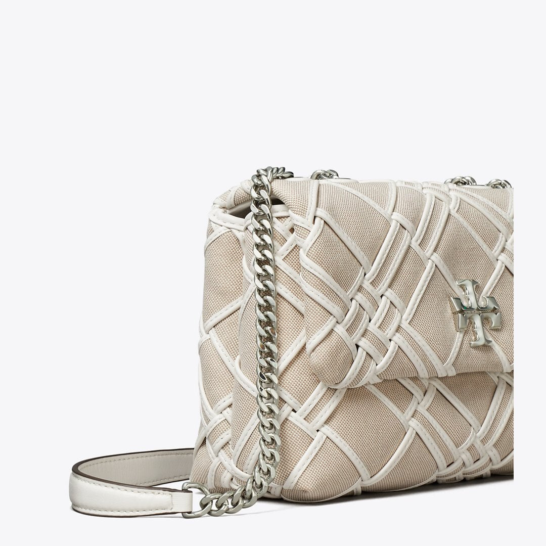 Tory Burch Small Kira Woven Canvas Shoulder Bag Natural / Blanc