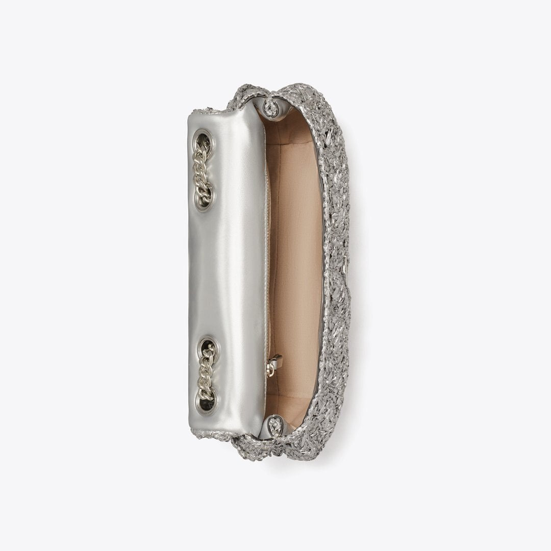 Tory Burch Small Kira Woven Shoulder Bag Silver
