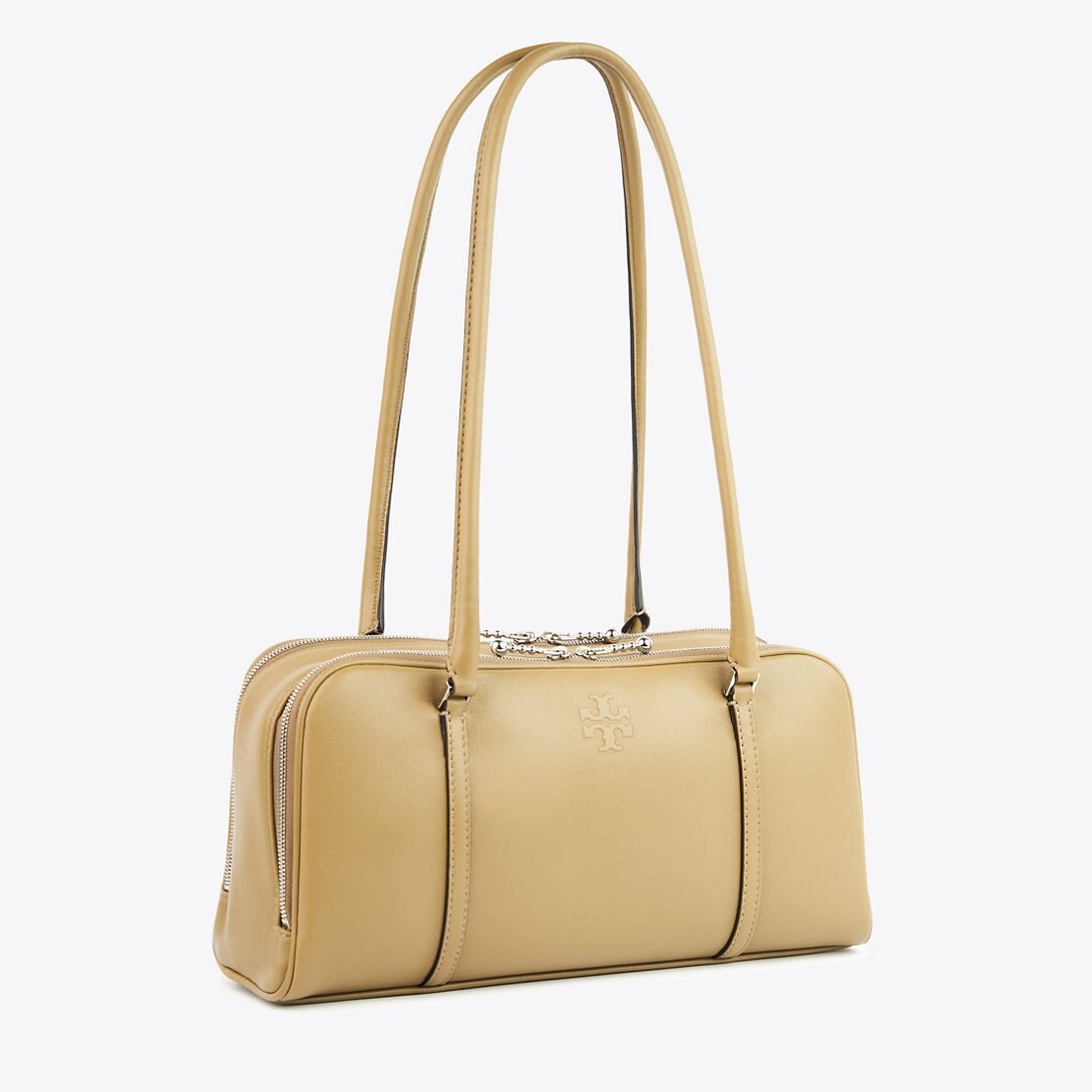 Tory Burch Small Marshmallow Satchel Coconut Shell/ Classic Brown