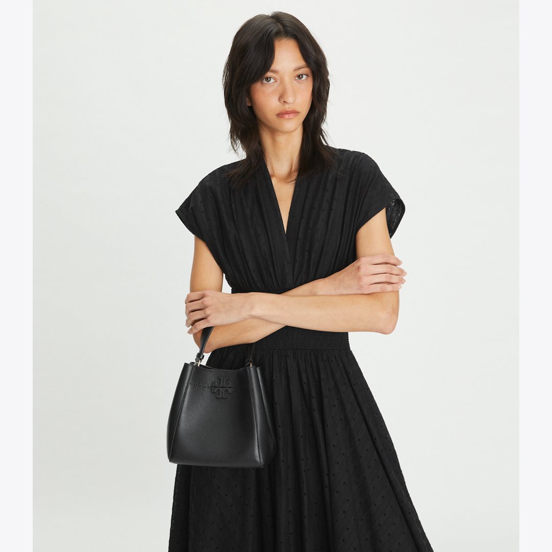 Tory Burch Small McGraw Bucket Bag Black