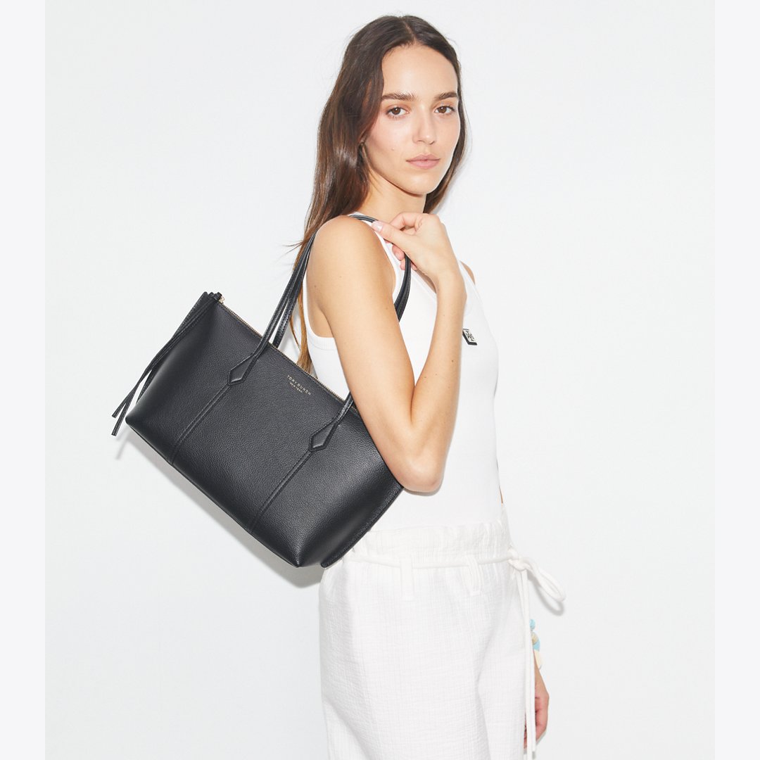 Tory Burch Small Perry Zip Tote Black