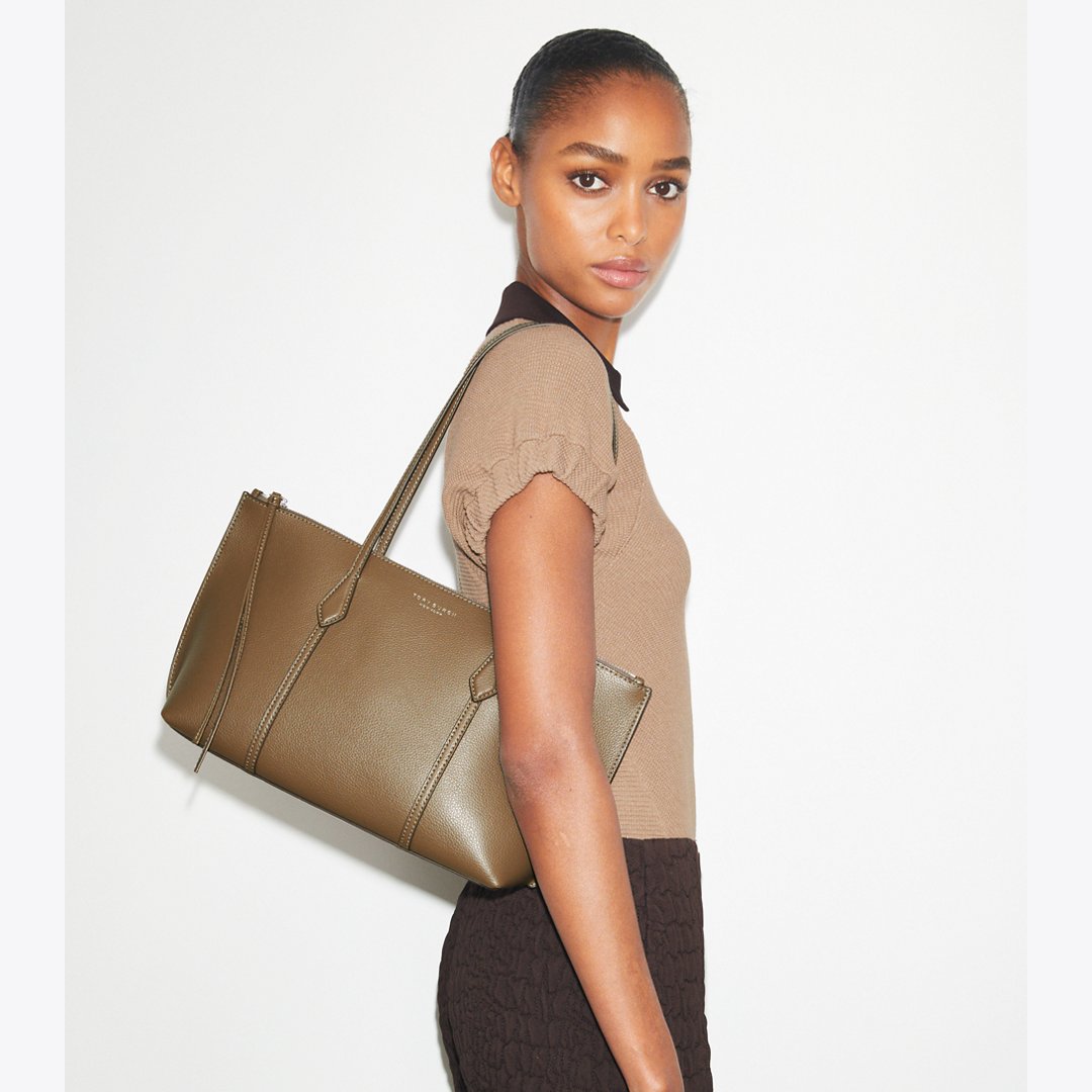 Tory Burch Small Perry Zip Tote Wild Mushroom