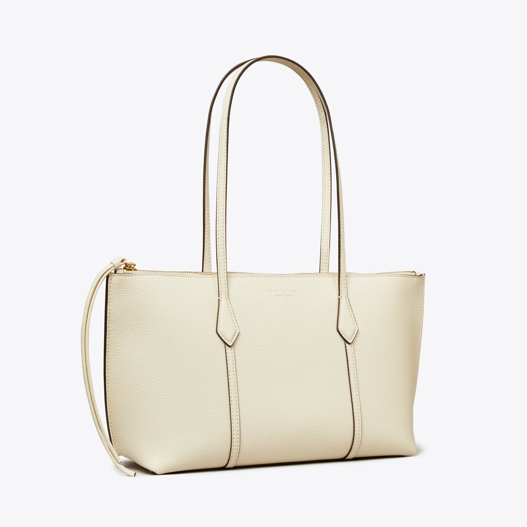 Tory Burch Small Perry Zip Tote Warm White