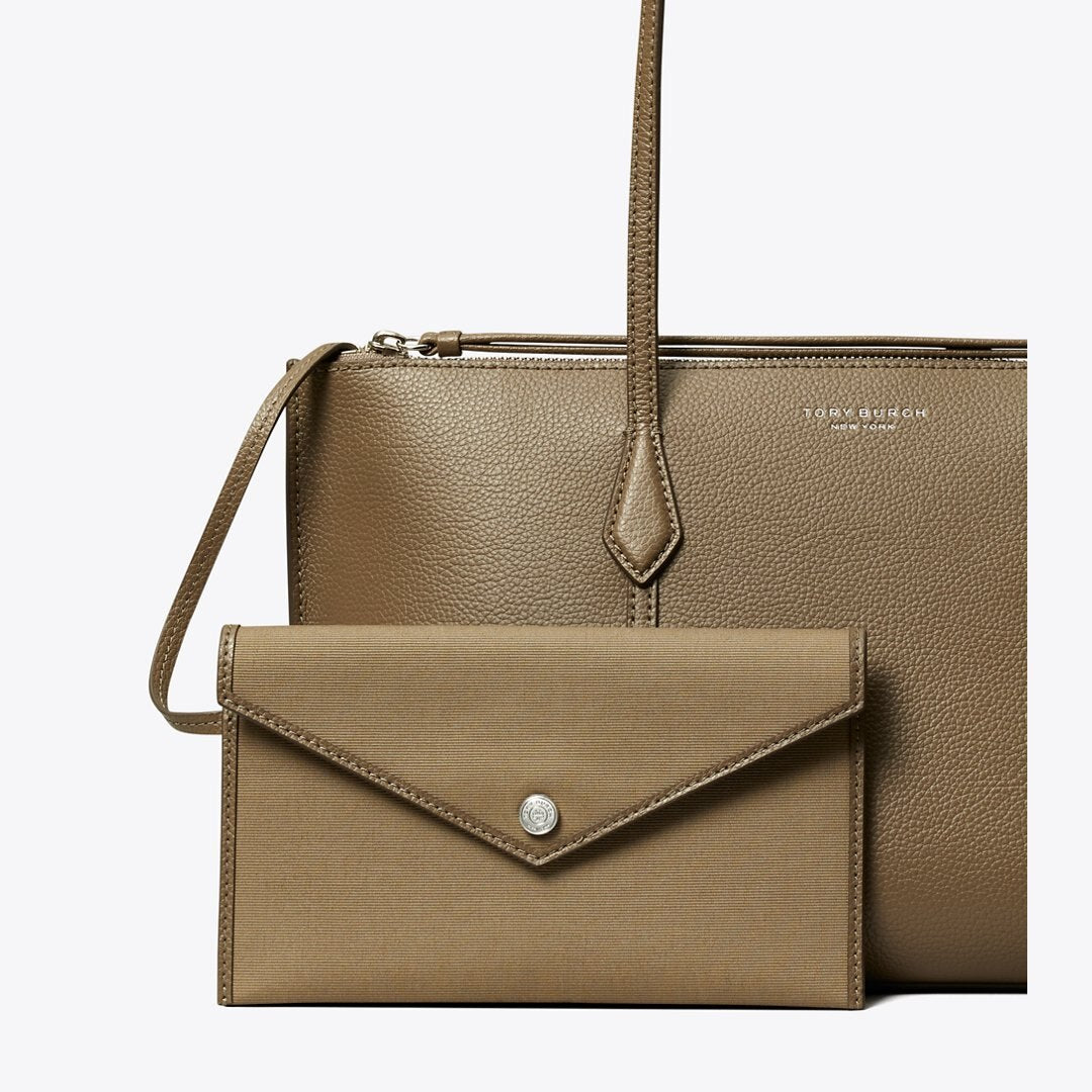 Tory Burch Small Perry Zip Tote Wild Mushroom