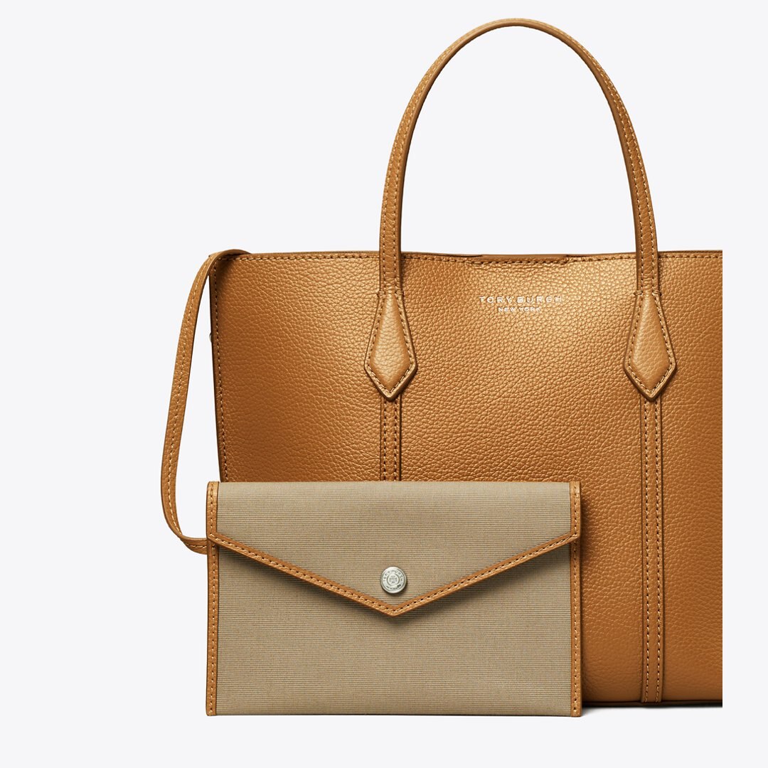 Tory Burch Small Perry Zip Tote Autumn Brown