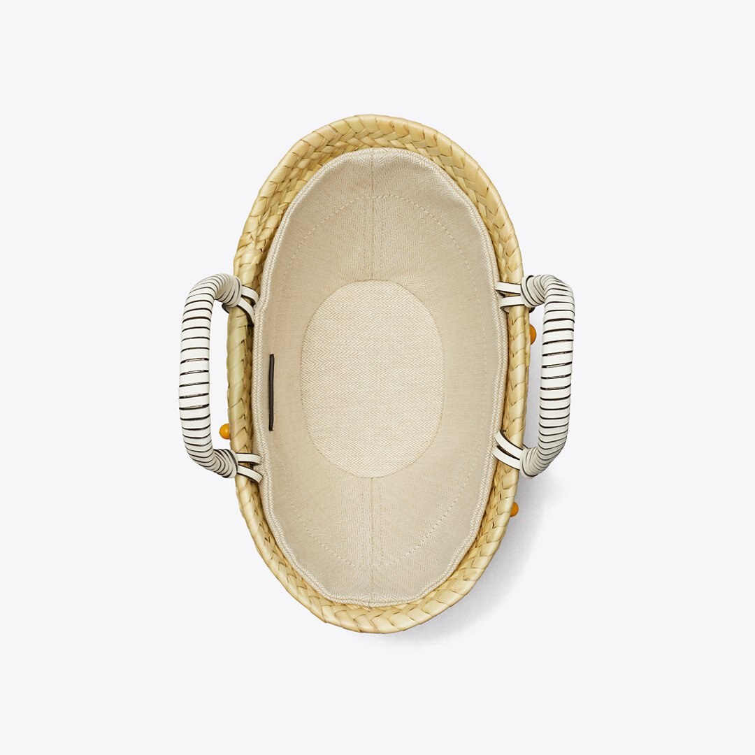 Tory Burch Small Raffia Embroidered Tote Cassia
