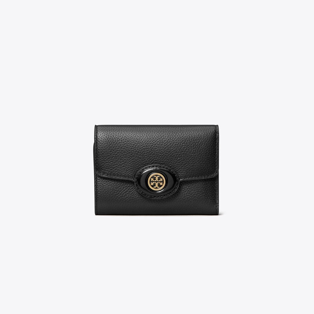 Tory Burch Small Robinson Pebbled Wallet Black